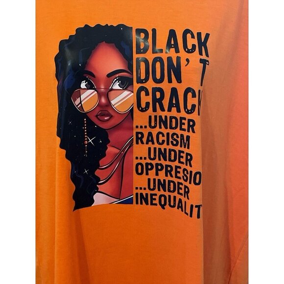 Womens Print T Shirt Black Don't Crack Size XXL Orange Black Short Sleeve - Picture 4 of 9